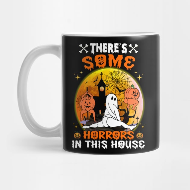 There's Some Horrors In This House Funny Retro Halloween T-Shirt by Sky full of art